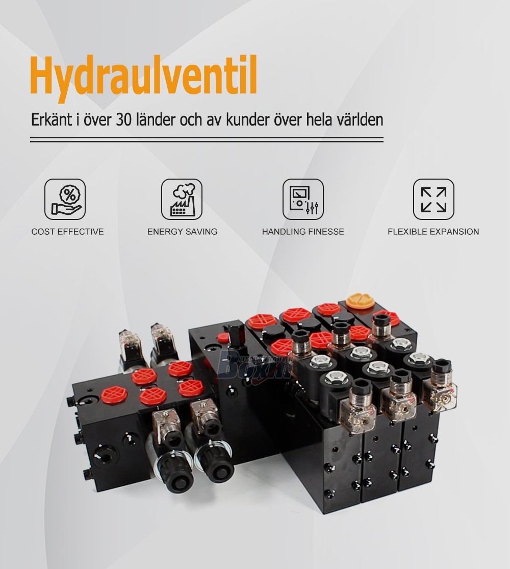Solenoid Operated 6 Spool Hydraulic Sectional Valve DCV100E DCV58